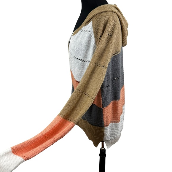 * Plus Size Knit Colorblock Jacket Full Zip Hooded Size 2XL XXL - Picture 7 of 14